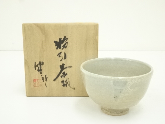 道具 ] - 道具 岩谷焼 森谷窯 井上健三造 粉引茶碗（共箱） | ネット